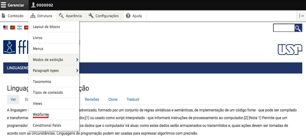 1. Estrutura > Webforms